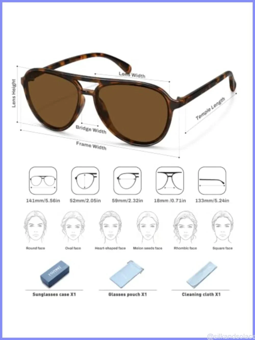 Retro Aviator Sunglasses UV400 Protection Double Bridge Half Frame